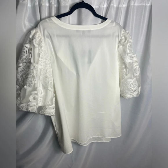Marc New York Blouse Balloon Sleeve Embroidered Floral Plus Size 3XL NWT V-Neck - Picture 5 of 8